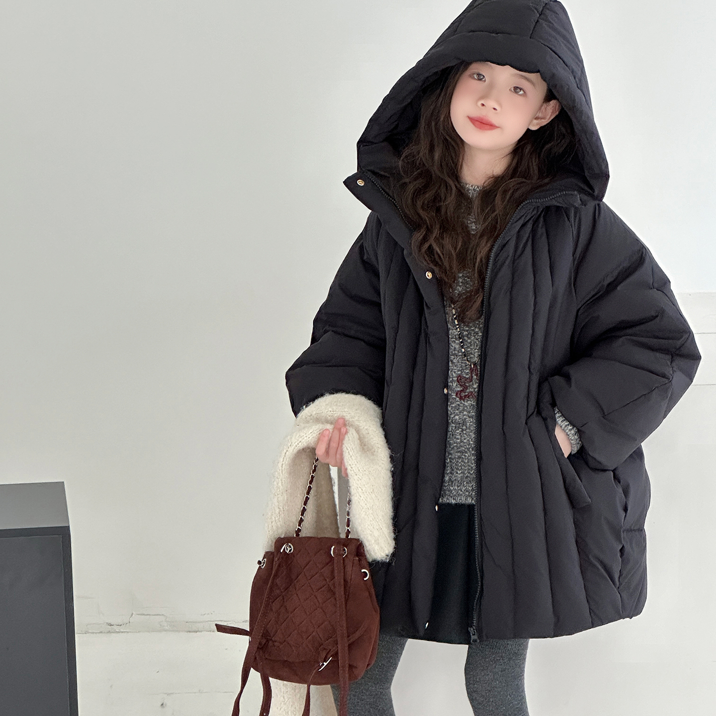 贝田女童冬季加厚保暖羽绒服外套