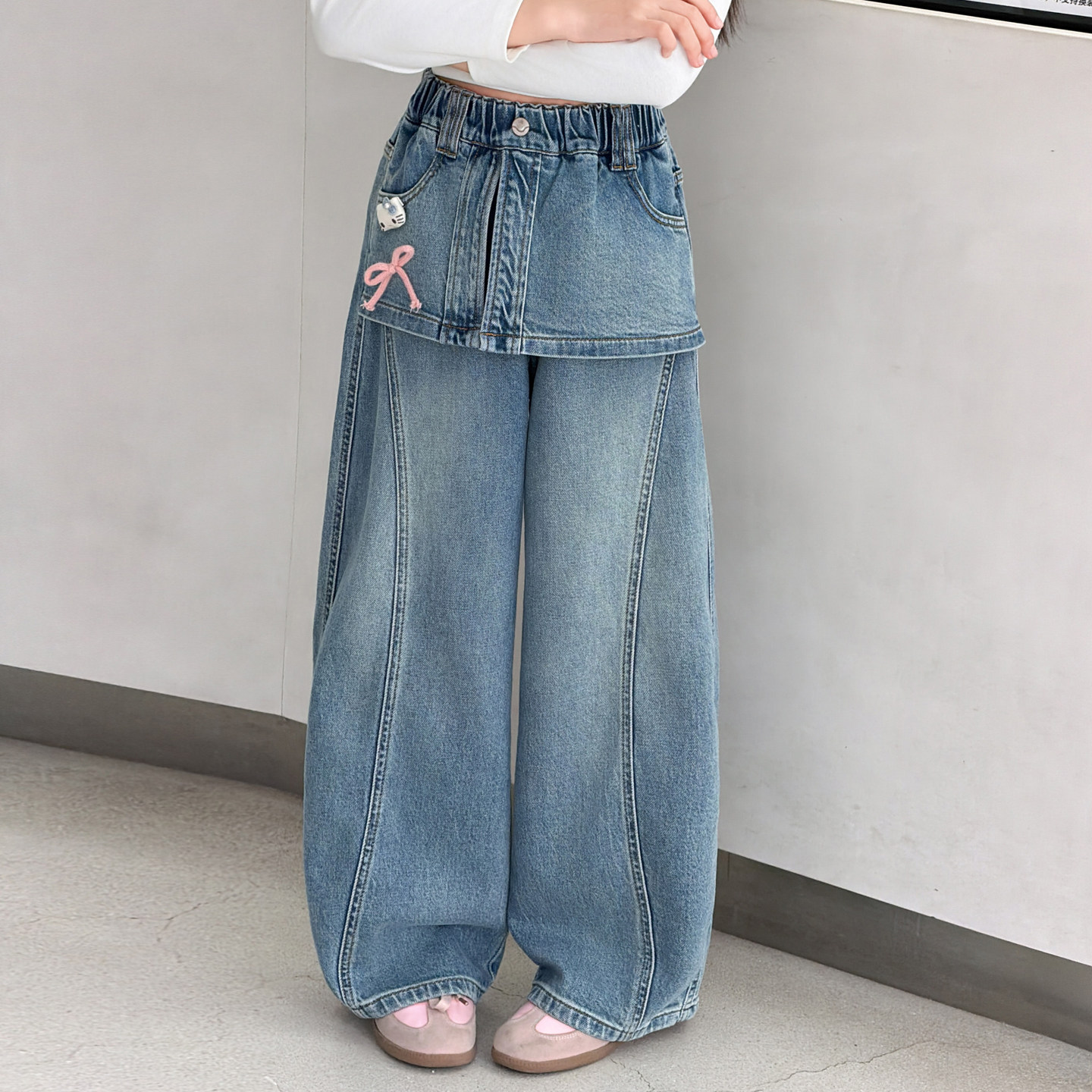 2026新款春装女童牛仔裤春季儿童裤子春秋款女孩初春款裙摆弯刀裤,童装/婴儿装/亲子装,裤子,淘宝优惠券,粉丝福利购,淘宝优惠卷