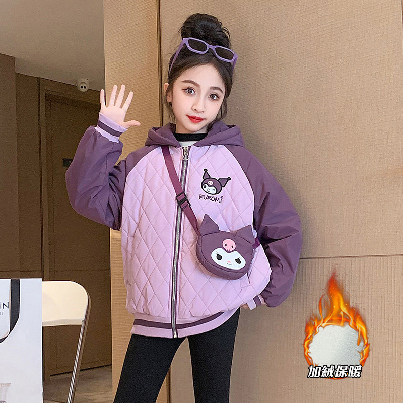 女童加厚外套冬季儿童棉衣2023新款秋冬款大童夹棉连帽棉服棉袄潮