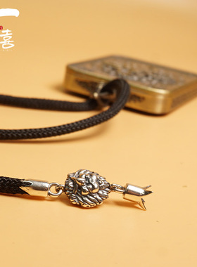 唐卡吊坠挂绳C银扣手工黑色绳S925男女情路编织绳