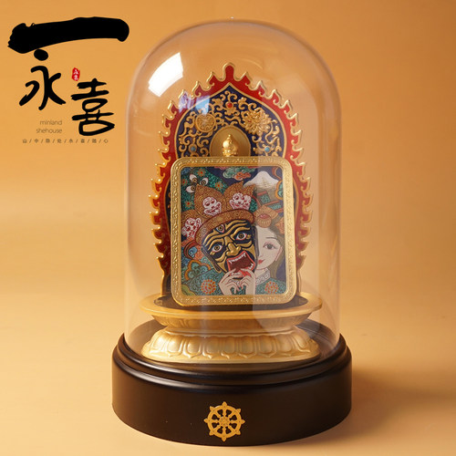 永喜纯铜镀金珐琅彩款唐卡坐台