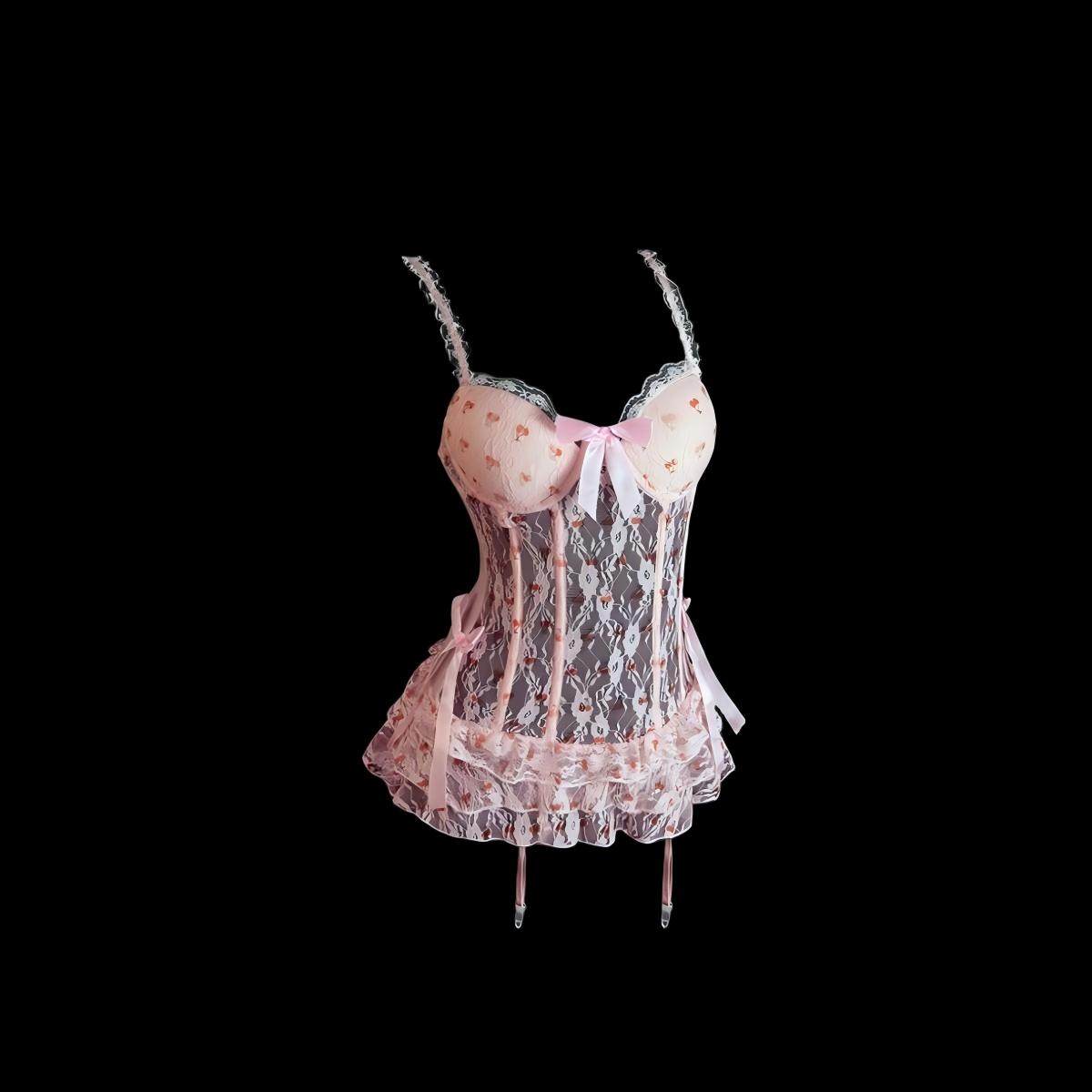 夜趣【樱桃慕斯】性感内衣粉色蕾丝睡裙纯欲风制服鱼骨聚拢qqny透,女士内衣/男士内衣/家居服,内衣配件,淘宝优惠券,粉丝福利购,淘宝优惠卷