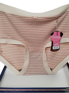 彩田内裤女条纹青年莫代尔日系石墨烯抑菌包臀中腰31917高腰31918