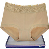 彩田内裤 女有机棉全棉吸湿提臀收腹平脚美体蕾丝边30937纯色包臀