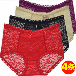 彩田内裤女花仙子蕾丝透明性感透气透视中腰内裤2885大码2886速干