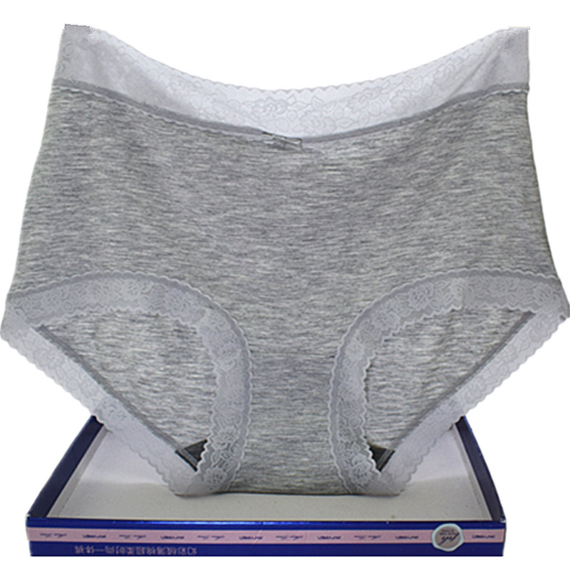 彩田内裤女莫代尔棉10011纯色蕾丝边石墨烯包臀平脚高腰大码简约