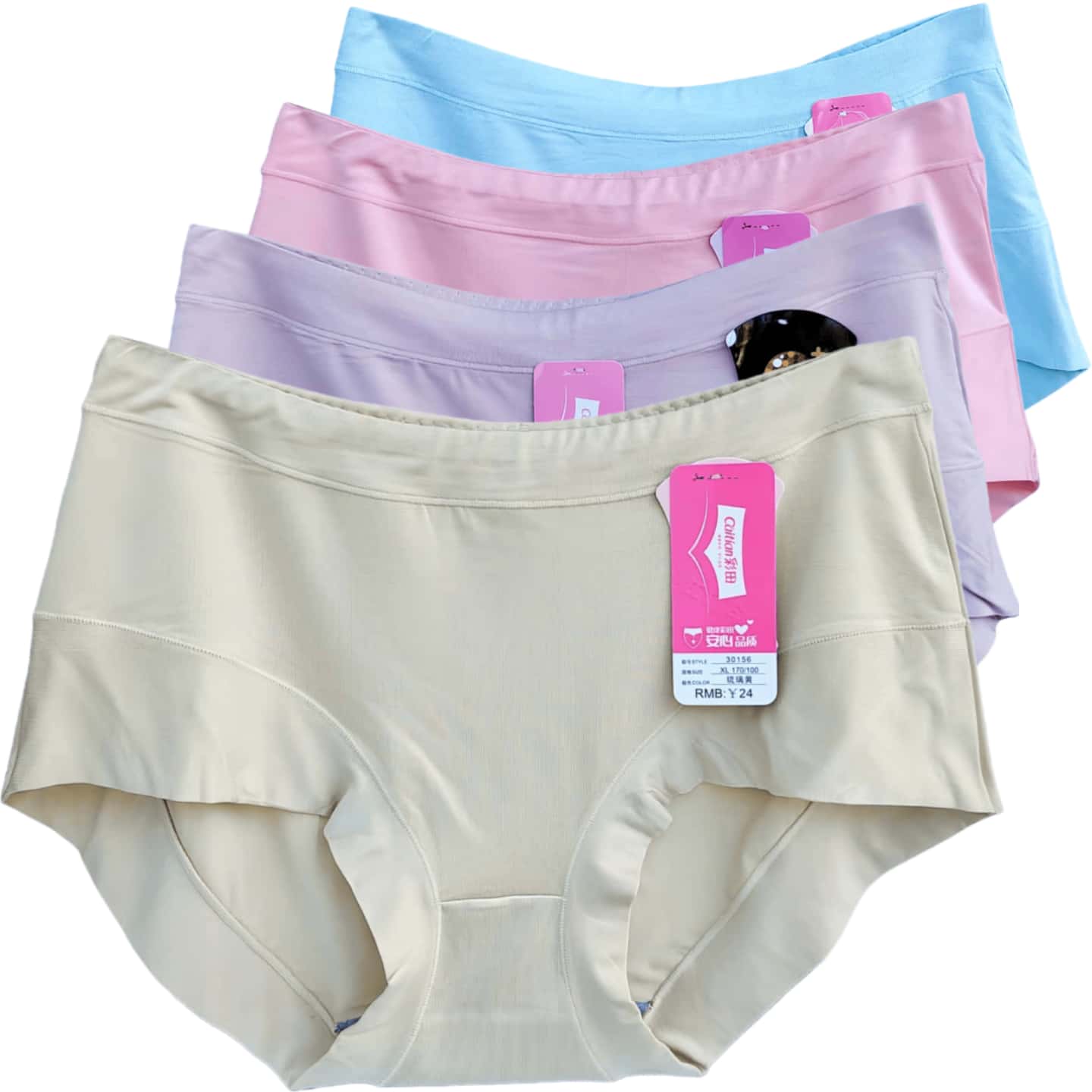 3条彩田内裤女士30156柔软透气高腰包臀莫代尔棉不勒中年平脚纯色