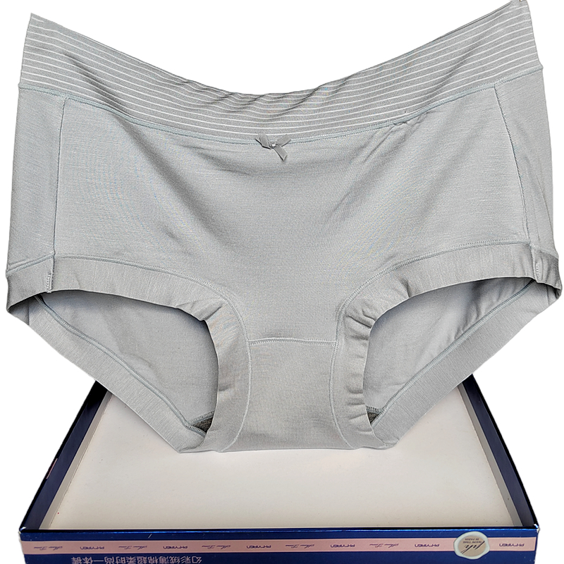 彩田再生纤维女抗菌条纹平脚内裤