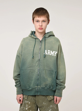 现货授权BOWWOW ARMY ZIP HOODIE 复古水洗拉链连帽卫衣25FW