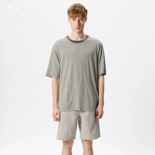现货Goldwin Striped Wool×Lyocell Jersey 条纹针织短袖T恤26SS