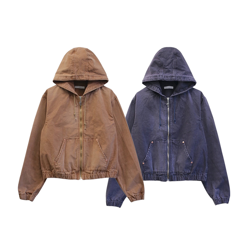 JIEDAPARKA短款复古做旧帽衫