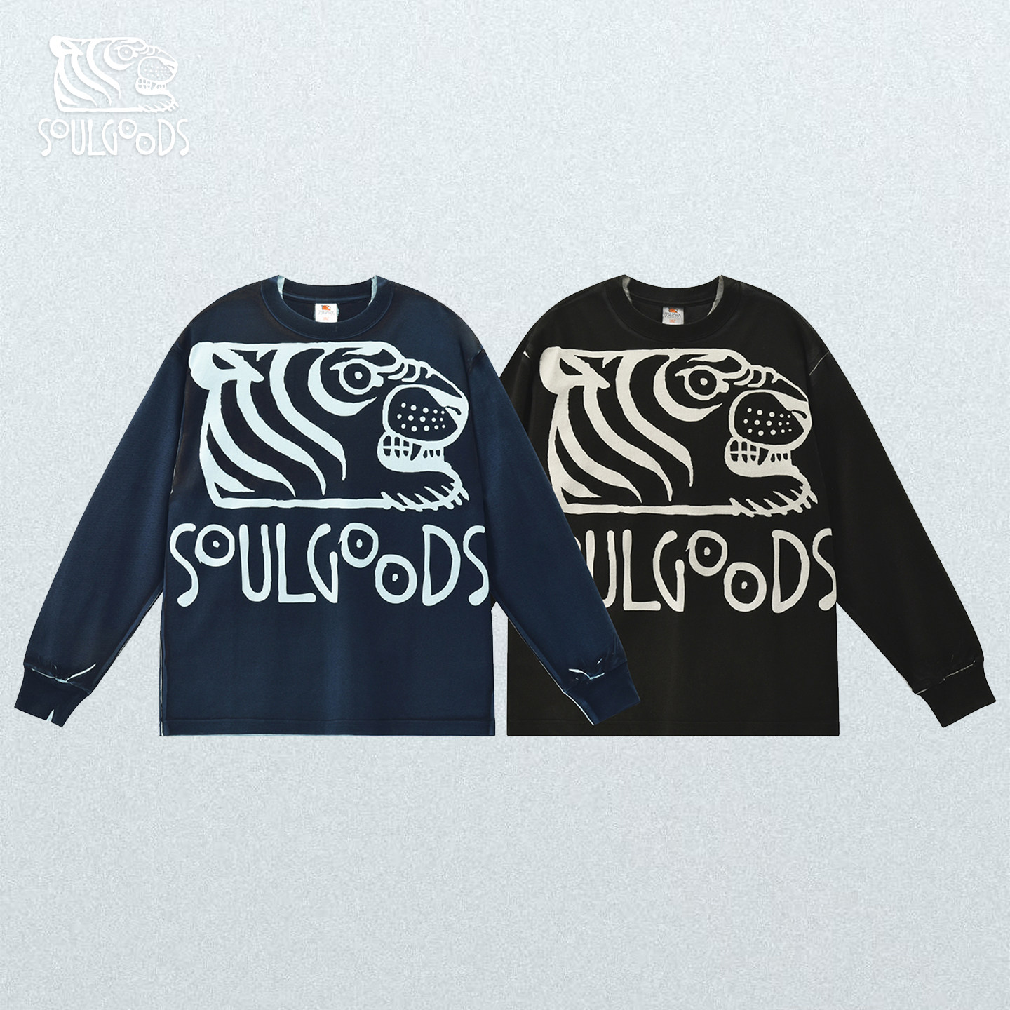 SOULGOODS 灵魂虎官方 经典虎头LOGO印花纯棉长袖 T恤26FW