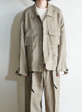现货授权ANCELLM 100/S LINEN FIELD JACKET极简亚麻野战夹克26SS