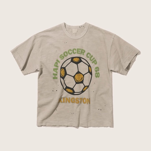 现货授权961 Apparel Hapi Cup Tee 复古做旧足球印花短袖T恤26SS