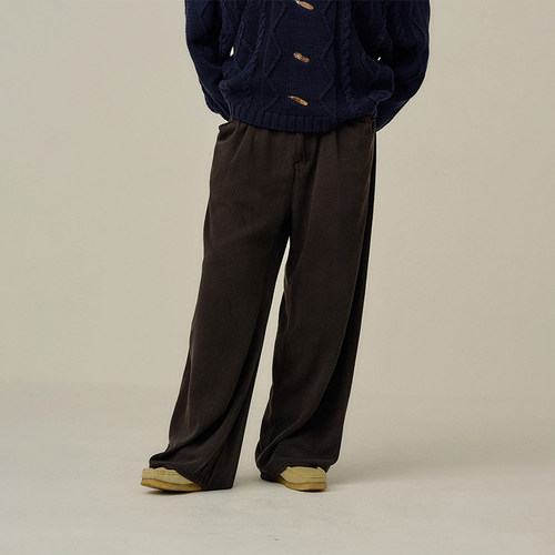现货授权ANCELLM SILK WIDE SLACKS 休闲风丝绸宽腿裤25FW