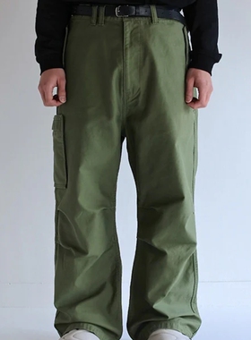 现货ANACHRONORM BACK SATIN MILITARY FLAP复古宽松工装裤25FW