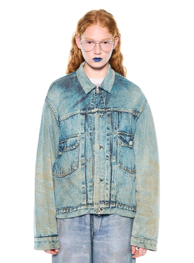 现货授权TOLQ Knit Denim Jacket 复古针织单宁夹克26SS