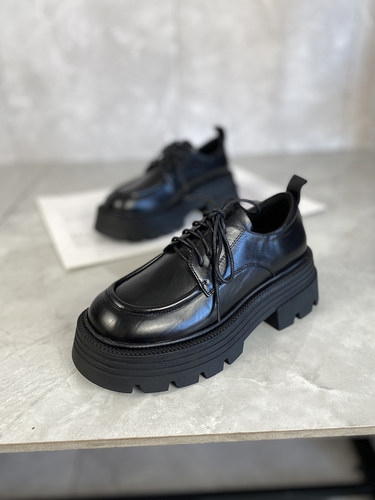 圆头胎牛皮女鞋英伦风单鞋女