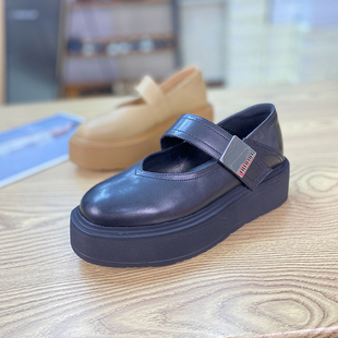 欧货2025春夏新款厚底松糕一字带玛丽珍女鞋真皮浅口增高百搭单鞋