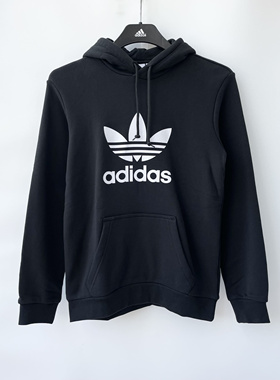 光雨体育-Adidas 三叶草 大LOGO 男子经典连帽休闲运动卫衣DT7964