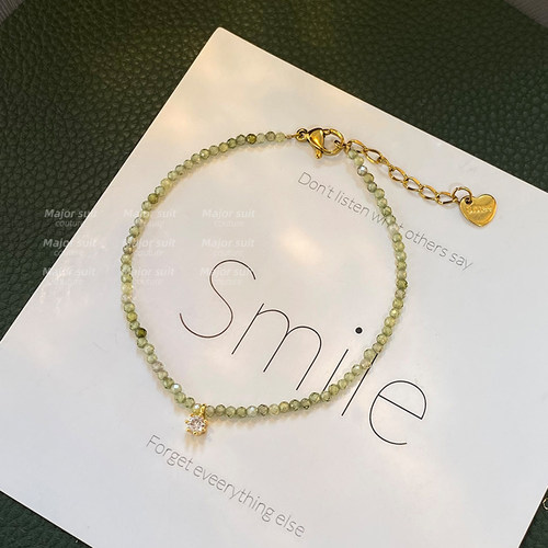 绿色串珠手链女ins小众设计清冷感轻奢精致叠戴绝美手饰手串手环