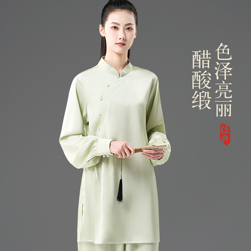 醋酸緞斜襟太極服2025夏季新款