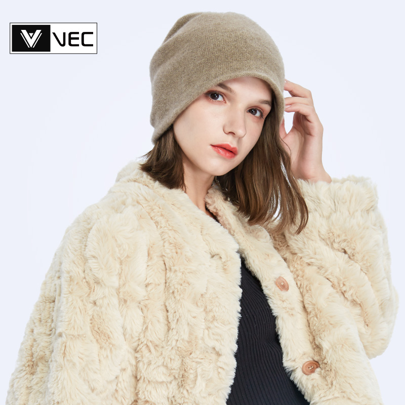 vec女士山羊绒保暖休闲风堆堆帽