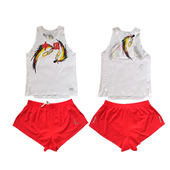 零阻力中国龙凤图案运动训练比赛跑步马拉松田径体考超轻背心短裤