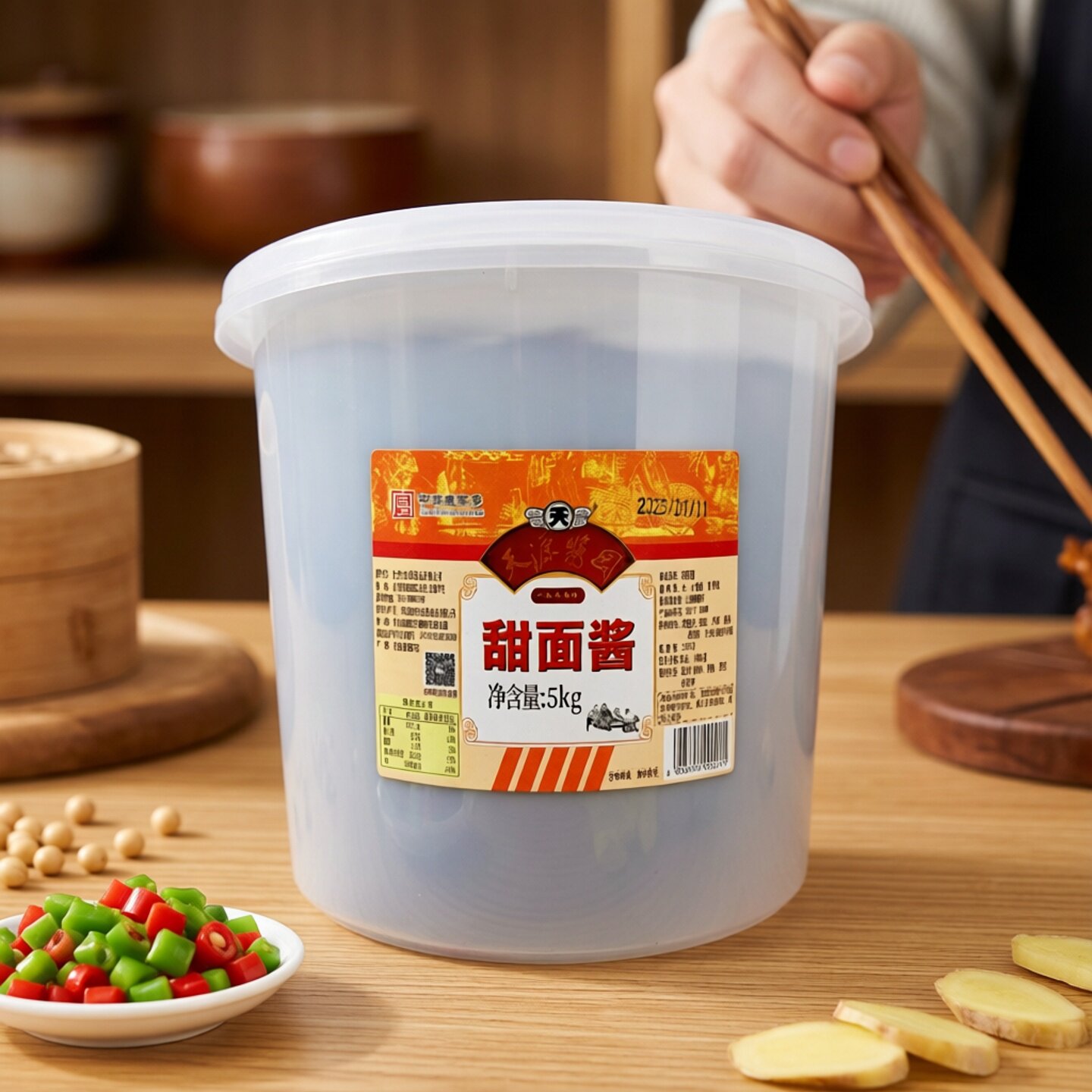 北京六必居美味黄酱10斤黄豆酱杂酱面酱炒菜烹调酱肉蘸酱蘸料拌馅