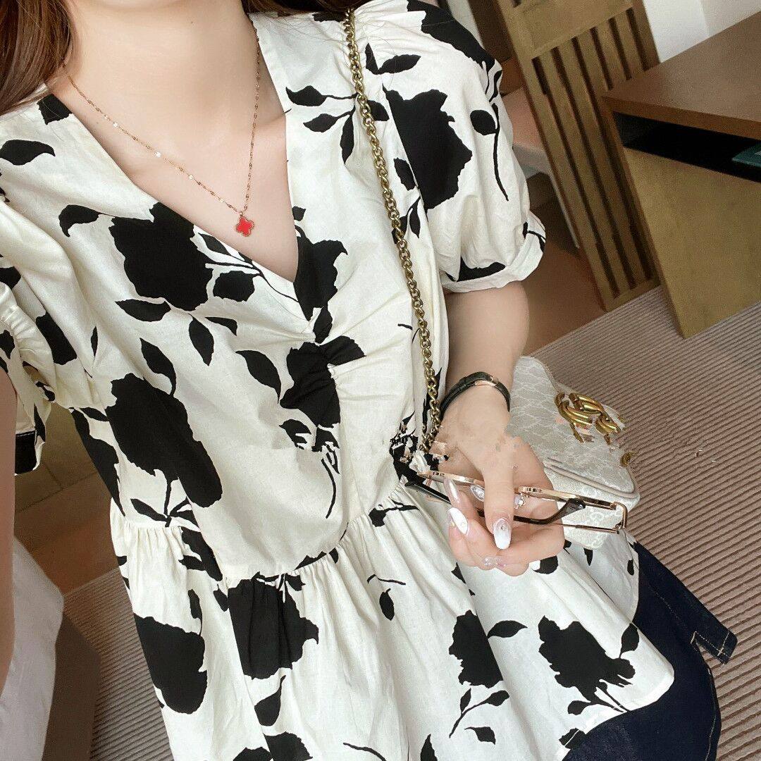 여름 새 스타일 꽃 퍼프 슬리브 느슨한 덮음 배꼽 산후 모유 수유 셔츠 반팔 뜨거운 엄마 모유 수유 탑