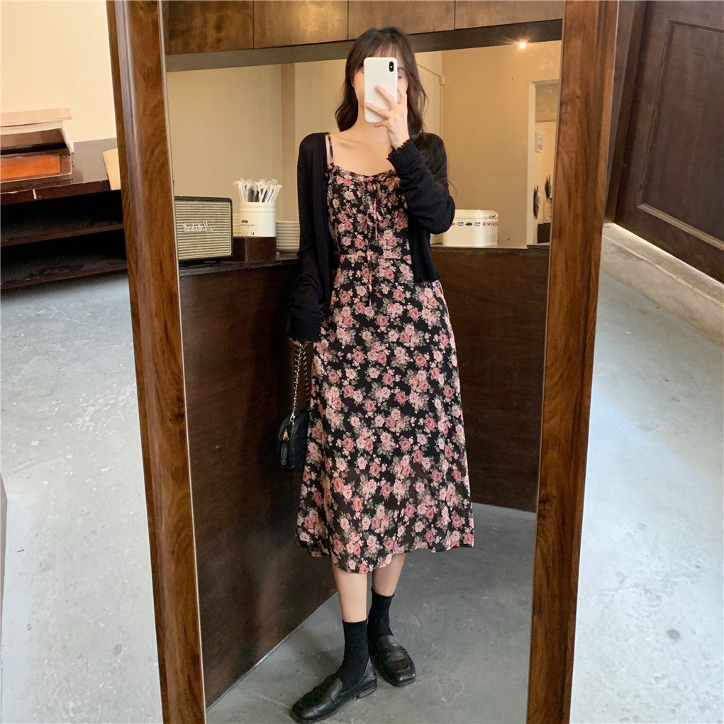 봄과 여름 새로운 대형 세련된 복고풍 꽃 슬링 산후 모유 수유 드레스 뜨거운 엄마 나들이 모유 수유 여름