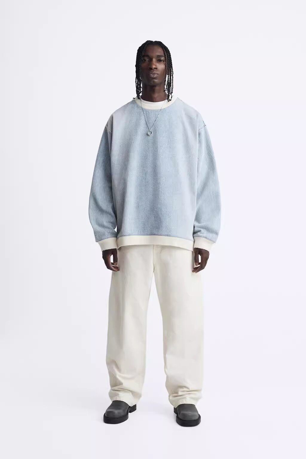 20 24春秋季新品 男装 拉链饰牛仔卫衣 7627354 406