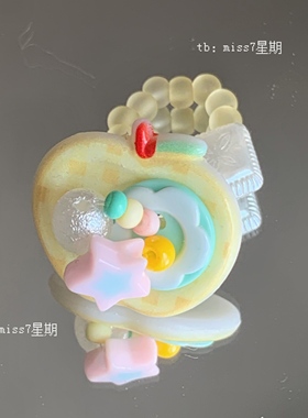 黄苹果｜原创手作小众设计ins可爱复古y2k千禧少女心苹果纽扣戒指