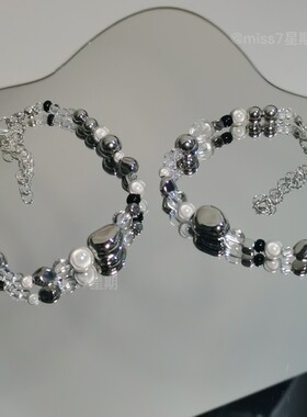 原创ins冷淡风镭射珠复古百搭手工串珠手链手机链情侣朋友礼物