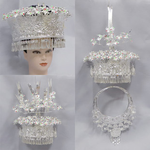 苗族头饰苗银银帽苗族舞蹈银饰发饰锦鸡舞木鼓舞头饰榕江苗族银帽