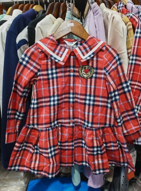 水孩儿女童衬衫裙，学院风，时尚休闲百搭