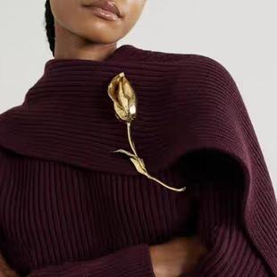 新款 欧美风时髦大气走秀设计感郁金香花苞胸针轻奢气质别针配饰女