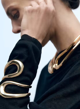 ZA新款几何弹簧金属项圈