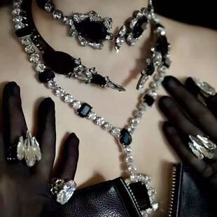 欧美复古重工华丽狐狸项链大宝石晚宴礼服配饰链轻奢锁骨链项圈女