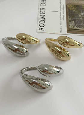 极简光面水滴开口戒指