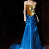 晨拍礼服新中式 晨袍女新娘订婚礼裙高端轻奢小众宴会抹胸连衣裙长