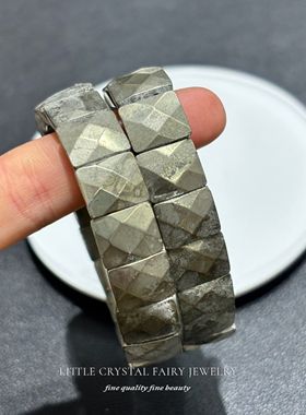 天然黄铁矿石刻面手牌手链可diy原创水晶项链材料外贸小众首饰