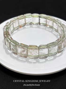 天然红绿幽灵水晶方形手牌排手链可diy原创水晶首饰文艺流行礼物