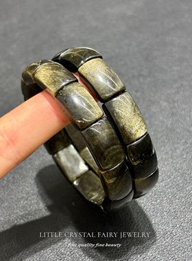 天然金曜石镯型手牌手链可diy原创水晶手排项链材料外贸小众首饰