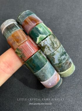 天然海洋碧玉彩石手牌排手链diy原创项链材料串珠新中式黑色礼物