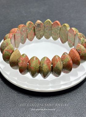 天然花绿宝月牙手牌手链可diy原创水晶饰品复古礼物外贸小众首饰