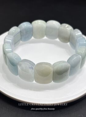 天然海蓝宝手牌手排diy原创水晶串珠女生首饰文艺风文玩清新礼物