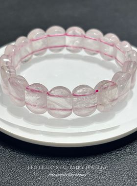 天然粉晶樱花粉手牌手链可diy原创水晶项链材料串珠外贸小众首饰