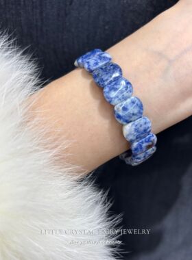 天然蓝色斑点石手牌排手链可diy原创水晶文玩礼物女生文艺饰品