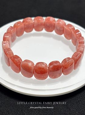 天然石红纹玉如红纹石手排牌手链diy原创水晶饰品粉红色新年首饰